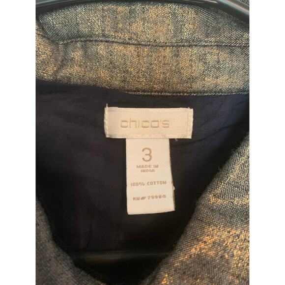 Chico Size 3 NWOT Dark Gray Embellished Southwest Detail Lined Jacket - Picture 4 of 8